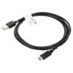 Kabel USB 2.0 USB A vidlice,USB C vidlice zlacený 1,8m černá