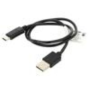 Kabel USB 2.0 USB A vidlice,USB C vidlice zlacený 0,5m černá