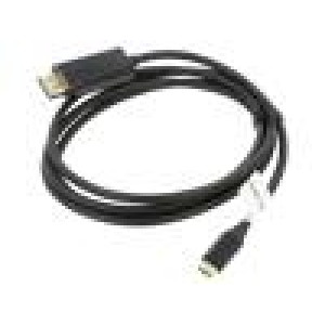 Adaptér DisplayPort 1.2,USB 3.2 zlacený 1,8m černá Žíla: Cu