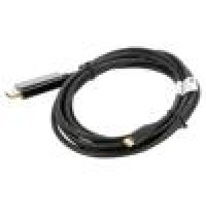 Adaptér DisplayPort 1.2,USB 3.2 zlacený 3m černá Žíla: Cu