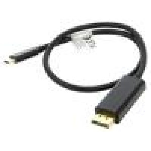 Adaptér DisplayPort 1.2,USB 3.2 zlacený 0,5m černá Žíla: Cu