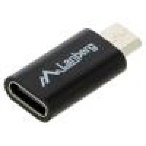 Adaptér USB 2.0 USB B micro vidlice,USB C zásuvka niklovaný