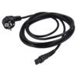 Kabel CEE 7/7 (E/F) úhlová vidlice,IEC C5 zásuvka PVC černá