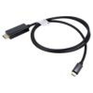 Adaptér USB 3.2 HDMI vidlice,USB C vidlice zlacený 1m černá