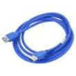 Kabel USB 3.0 USB A zásuvka,USB A vidlice zlacený 1,8m modrá