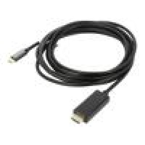 Adaptér USB 3.2 HDMI vidlice,USB C vidlice zlacený 3m černá