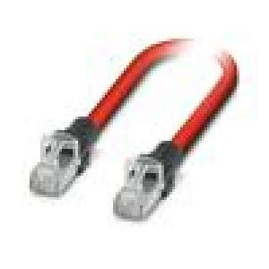 Patch cord S/FTP 5 lanko Cu,pocínované PVC červená 0,5m IP20