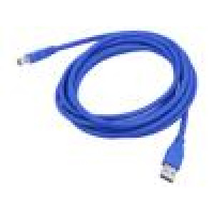 Kabel USB 3.0 USB A zásuvka,USB A vidlice zlacený 3m modrá
