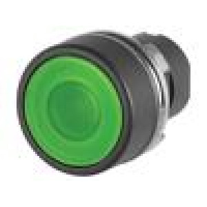 Přepínač: tlačítkový 22mm Stab.pol: 1 zelená IP65 plochý 46