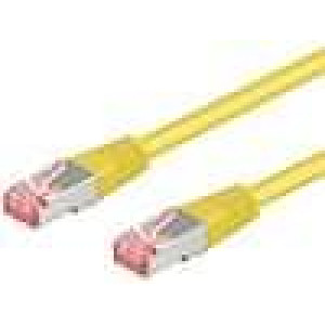 Patch cord S/FTP 6 lanko Cu LSZH žlutá 1m 28AWG