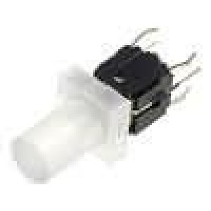 Mikrospínač 1-polohové SPST-NO 0,05A/12VDC THT LED bílá 1,6N