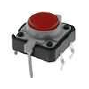 Mikrospínač 1-polohové SPST-NO 0,05A/12VDC THT LED červená