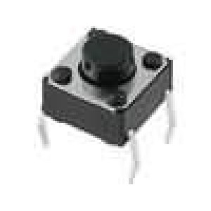 Mikrospínač 1-polohové SPST-NO 0,05A/12VDC THT 2,5N 6x6mm