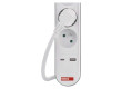 Prodlužovací kabel 3 m / 5 zásuvky / s vypínačem / bílý / 1×USB-A + 1×USB-C / 1,5 mm2