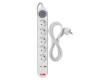 Prodlužovací kabel 3 m / 5 zásuvky / s vypínačem / bílý / 1× USB-A + 1× USB-C / 1,5 mm2