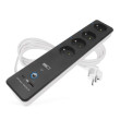 GoSmart prodlužovací kabel 2 m / 4 zásuvky / s vyp. / s USB / bílá-černá / PVC / 1,5 mm2
