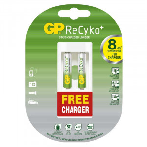 Nabíjecí baterie GP ReCyko+ HR6 (AAA) + USB nabíječka ZDARMA