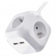 Rozbočovací kostka s prodl. přívodem – 4 zás. + 2× USB, 1,9m