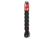 Prodlužovací kabel 1,5 m / 6 zásuvek / s vypínačem / černý / PVC / 1,5 mm2