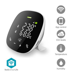 Monitor kvality ovzduší SmartLife | Wi-Fi | Včetně displeje | Oxid uhličitý (CO2) / Teplota / Vlhkost | Android™ / IOS | Bílá / Černá