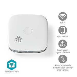 SmartLife Detektor Kouře | Wi-Fi | Napájení z baterie | Životnost snímače: 10 Rok | EN 14604 | Max. životnost baterie: 24 Měsíce | 85 dB | Bílá | 1 kusů