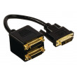 Rozbočovací kabel DVI, 24+1pinová zástrčka DVI-D – 2× 24+1pinová zásuvka DVI-D, 0,20 m, černý