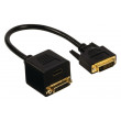 Adaptérový kabel DVI, 24+1pinová zástrčka DVI-D – 24+1pinová zásuvka DVI-D + vstup HDMI™, 0,20 m, černý