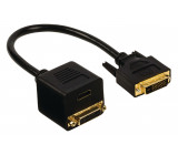 Adaptérový kabel DVI, 24+1pinová zástrčka DVI-D – 24+1pinová zásuvka DVI-D + vstup HDMI™, 0,20 m, černý