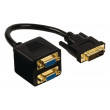 Rozbočovací kabel DVI – VGA, 24+5pinová zástrčka DVI-I – 2× zásuvka VGA, 0,20 m, černý