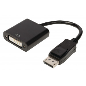 Adaptérový kabel DisplayPort – DVI, zástrčka DisplayPort – 24+1pinová zásuvka DVI-D, 0,20 m, černý