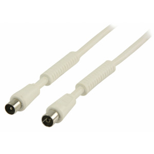 Koaxiální anténní kabel 120 dB koaxiální zástrčka – koaxiální zásuvka 20,0 m, bílý