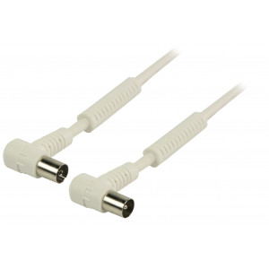 Koaxiální anténní kabel, 100 dB koaxiální zástrčka úhlová –koaxiální zásuvka úhlová 1,00 m, bílý