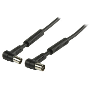 Koaxiální anténní kabel 120 dB, koaxiální zástrčka úhlová –koaxiální zásuvka úhlová 25,0 m, černý