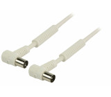 Koaxiální anténní kabel, 120 dB koaxiální zástrčka úhlová –koaxiální zásuvka úhlová 25,0 m, bílý