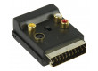 Přepínací SCART AV adaptér, zástrčka SCART – zásuvka SCART + 3× zásuvka RCA + zásuvka S-Video, černý