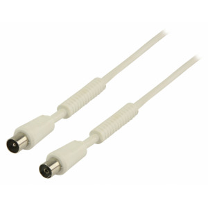 Koaxiální anténní kabel 100 dB koaxiální zástrčka – koaxiální zásuvka 15,0 m, bílý