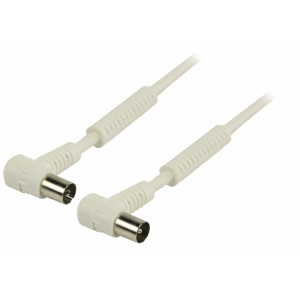 Koaxiální anténní kabel, 120 dB koaxiální zástrčka úhlová –koaxiální zásuvka úhlová 1,00 m, bílý