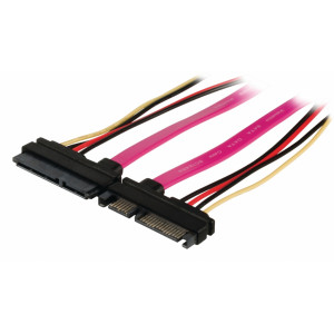 Prodlužovací kabel SATA, 22 pinů, 7-pinová + 15-pinová zástrčka SATA - 7-pinová + 15-pinová zásuvka SATA, 0,50 m, více barev