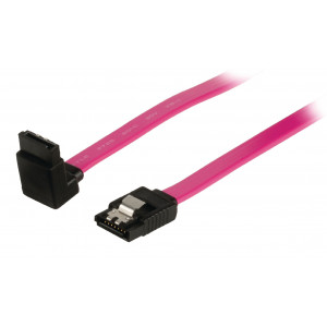 Datový kabel S-ATA II, 3 Gb/s, 7-pinová zásuvka SATA se zámkem - 7-pinová zásuvka SATA se zámkem, úhlová 270°, 0,50 m, červený