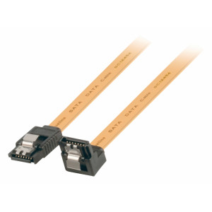 Datový kabel SATA, 6 Gb/s, 7-pinová zásuvka SATA se zámkem - 7-pinová zásuvka SATA se zámkem, úhlová 90°, 0,50 m, žlutý