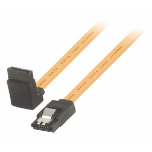Datový kabel SATA, 6 Gb/s, 7-pinová zásuvka SATA se zámkem - 7-pinová zásuvka SATA se zámkem, úhlová 270°, 0,50 m, žlutý