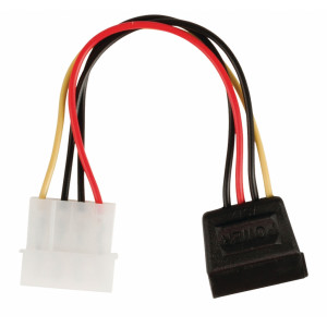 Redukční kabel interního napájení, 15-pinová zásuvka SATA - zástrčka Molex, 0,15 m, více barev