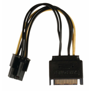 Redukční kabel interního napájení, zásuvka PCI Express - 15-pinová zástrčka SATA, 0,15 m, více barev
