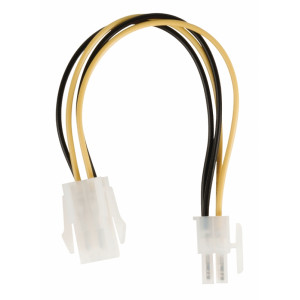 Prodlužovací napájecí kabel P4, zástrčka P4 - zásuvka P4, 0,15 m, více barev