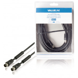 Koaxiální anténní kabel 100 dB koaxiální zástrčka – koaxiální zásuvka 10,0 m, černý