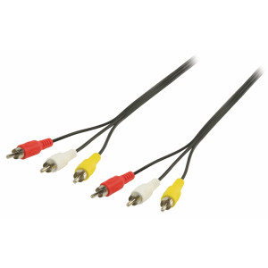 AV kabel s konektory 3x RCA zástrčka – 3x RCA zástrčka 1,5 m černý