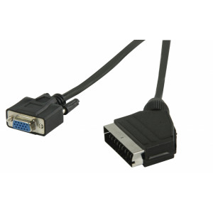 Kabel SCART – VGA, zástrčka SCART – zásuvka VGA, 1,00 m, černý