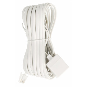 Telefonní prodlužovací kabel, zástrčka RJ11 - zásuvka RJ11, 5,00 m, bílý