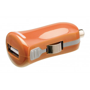 USB nabíječka, USB A zásuvka – 12 V konektor do automobilu, oranžová