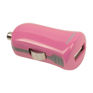 USB nabíječka, USB A zásuvka – 12 V konektor do automobilu, růžová